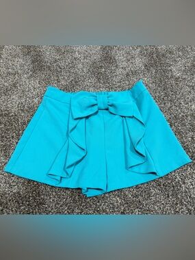 Mine: Turquoise High-Waist Bow Front Women’s Shorts Side Zipper : size Small